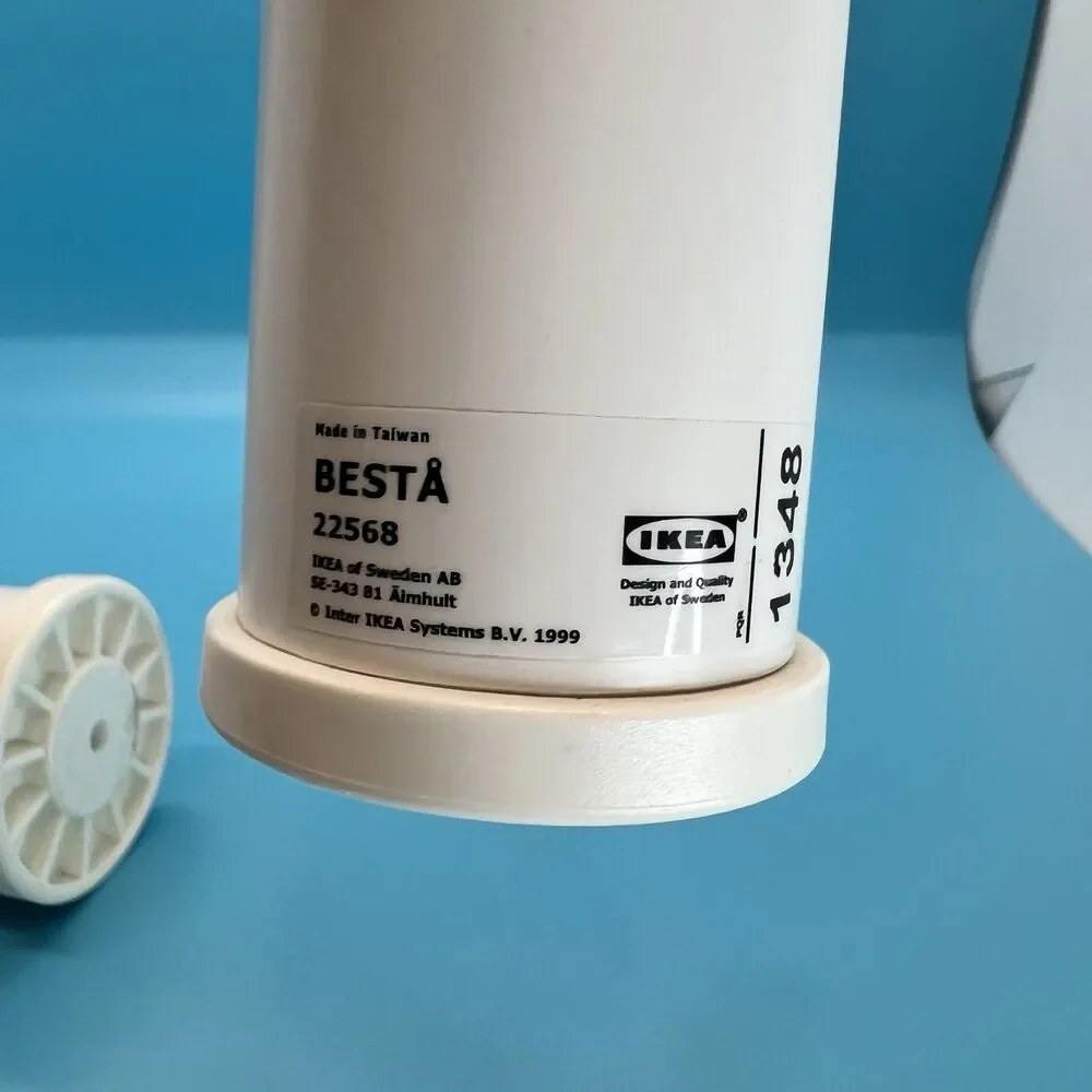 2 Discontinued Ikea Besta Cylinder Legs White Round 1348 for table cabinet